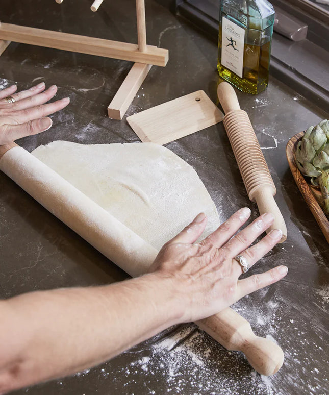 Italian Mattarello Pasta Rolling Pin and Dough Scraper Set