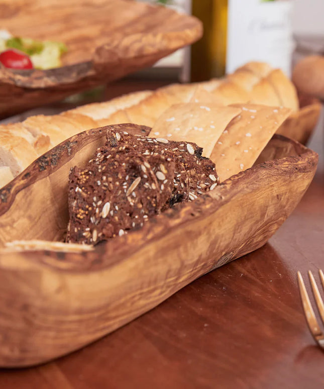 Italian Olivewood Boat Bowl with Live Edge