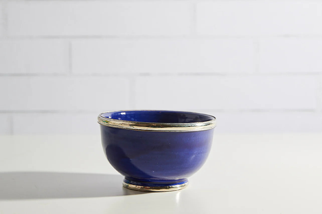 Moroccan Glazed Bowls with Berber Silver Trim