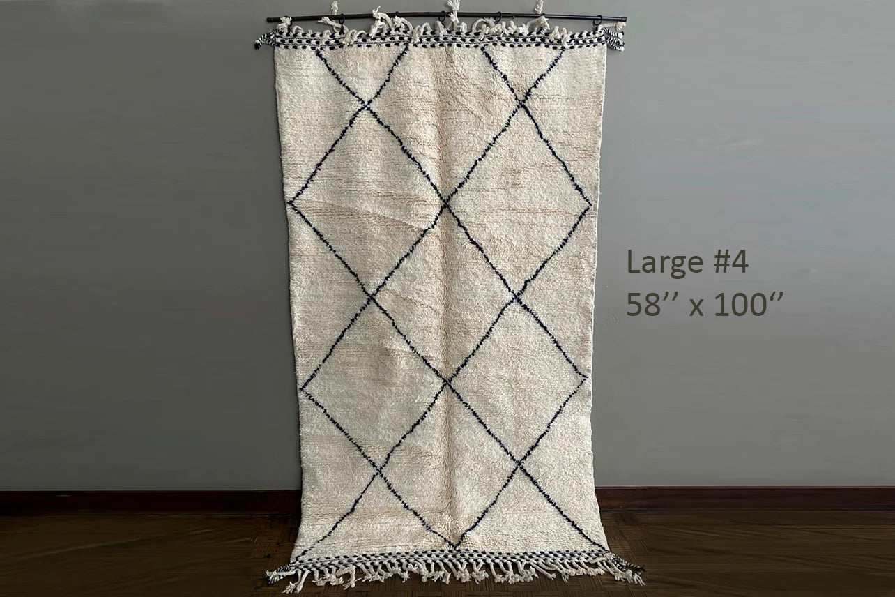 Moroccan Beni Ourain Berber Rug - Handmade - Large Size