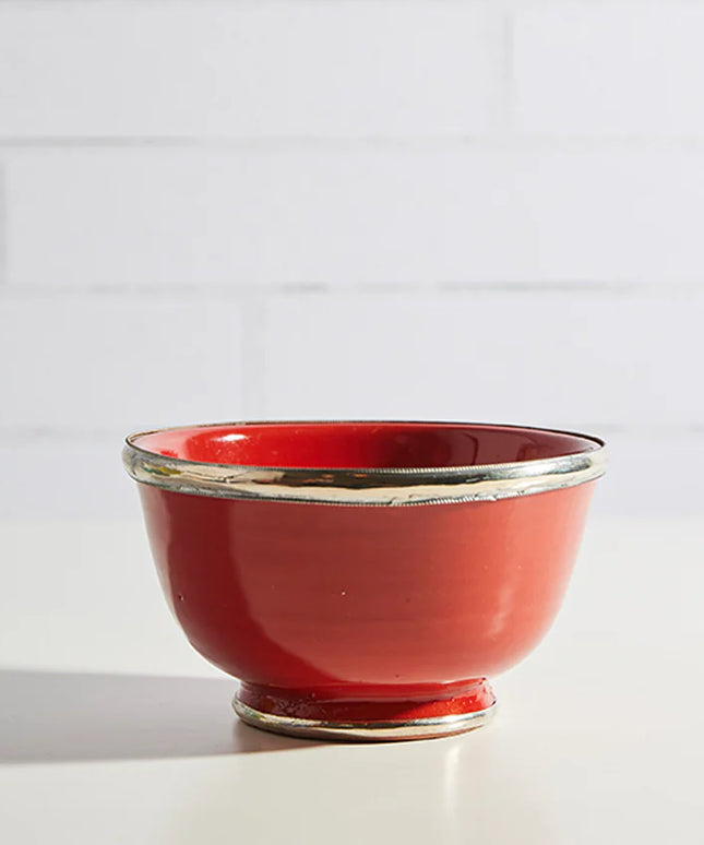 Moroccan Glazed Bowls with Berber Silver Trim