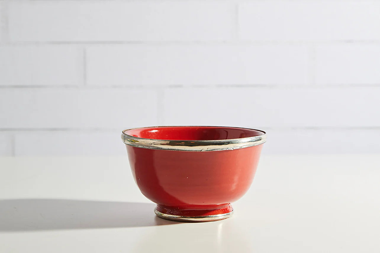 Moroccan Glazed Bowls with Berber Silver Trim