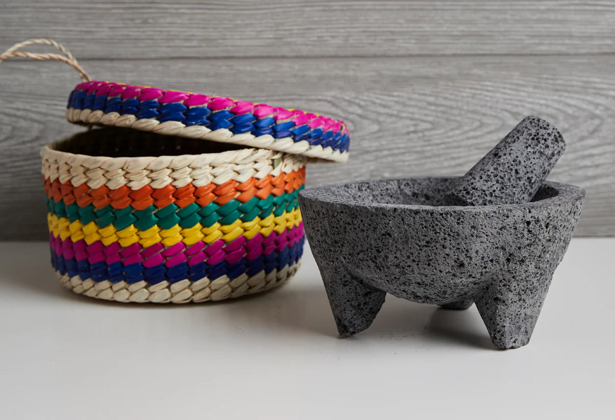 Molcajete with Tortilla Basket