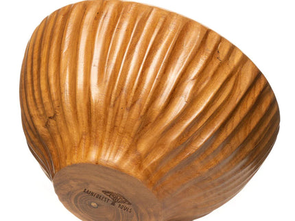 Vertical Carved Shiruwan Teak Wood Soup Bowl