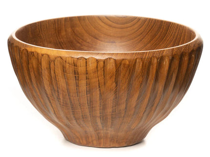 Vertical Carved Shiruwan Teak Wood Soup Bowl