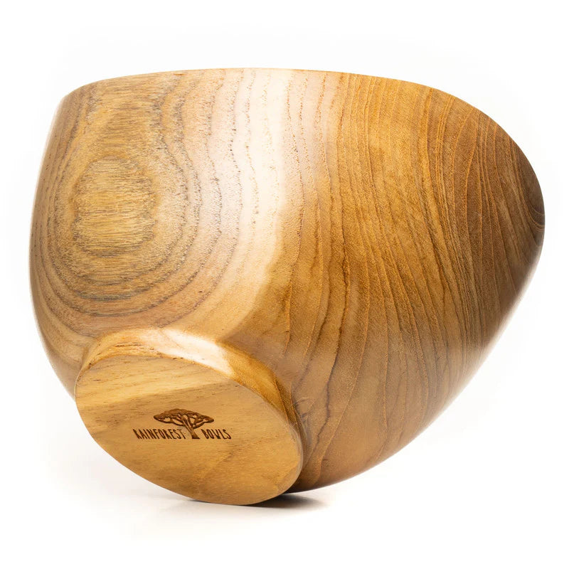 Wavy Menbachi Teak Wood Noodle Bowl - Small
