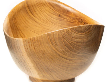 Wavy Menbachi Teak Wood Noodle Bowl - Small