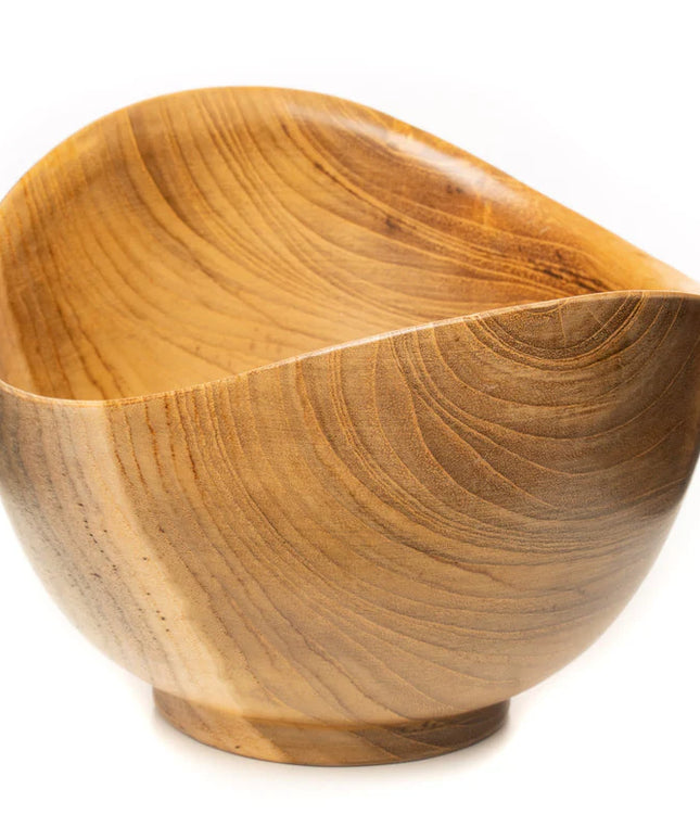Wavy Menbachi Teak Wood Noodle Bowl - Small