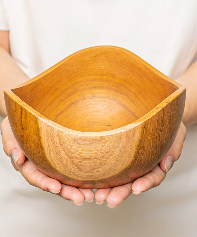 Wavy Teak Wood Bowl