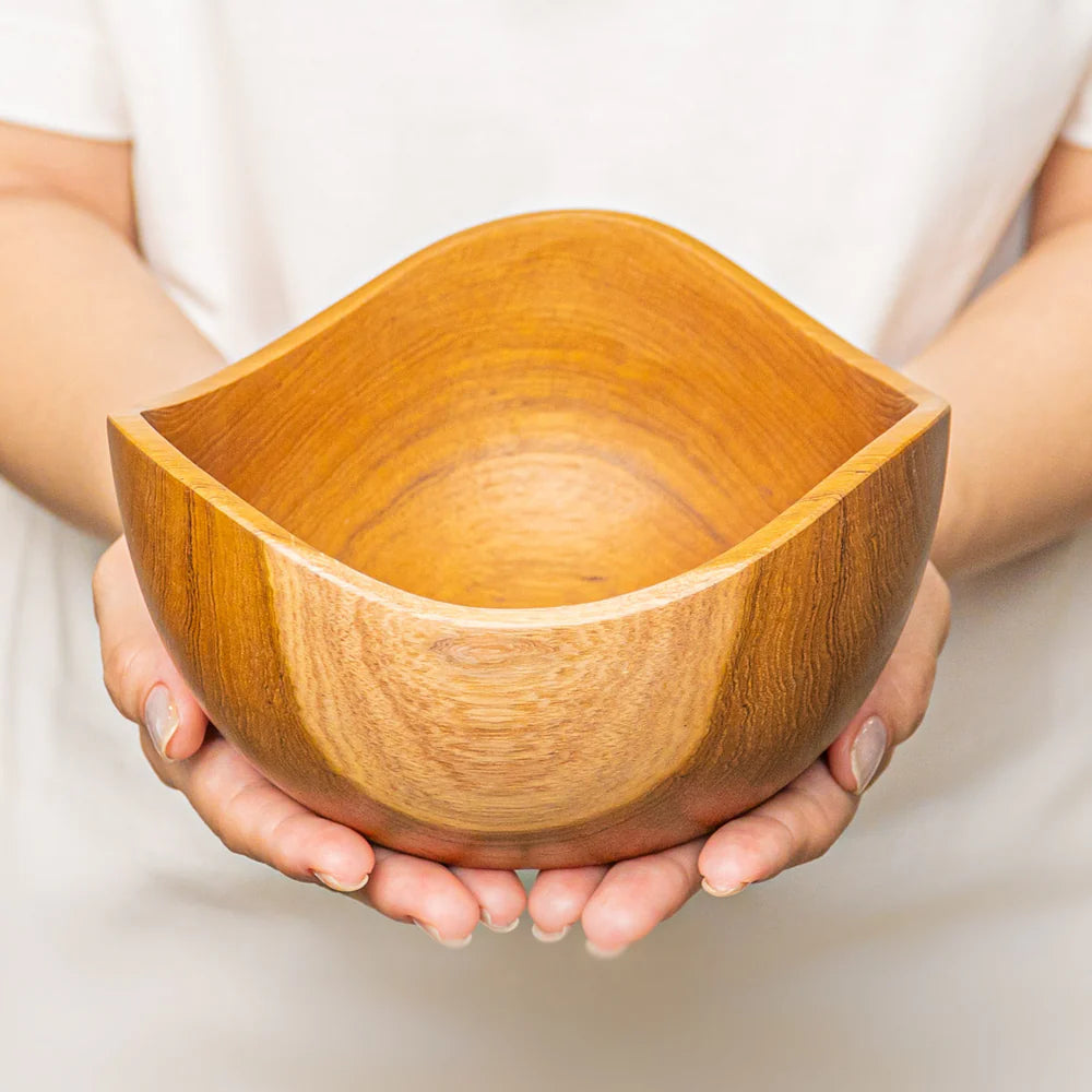 Wavy Teak Wood Bowl