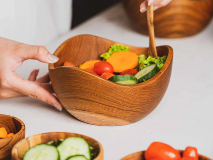 Wavy Teak Wood Bowl