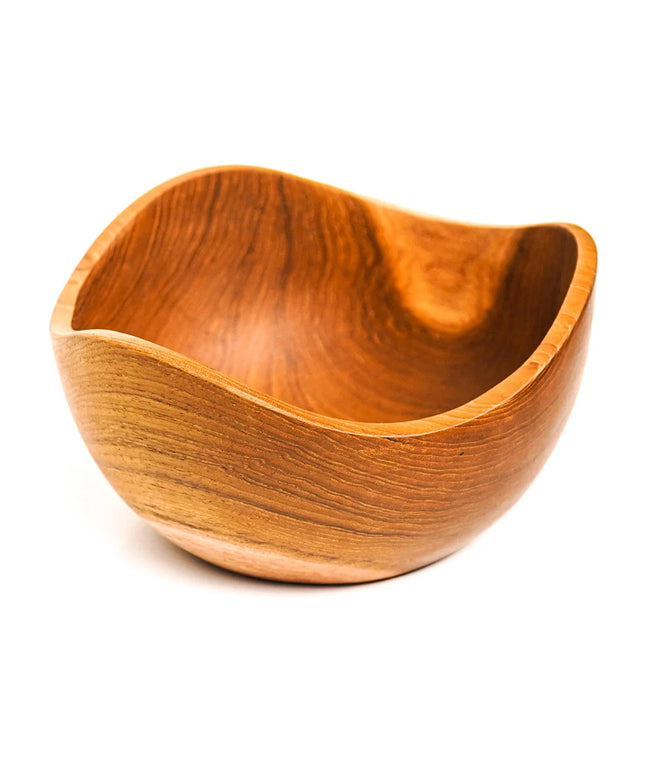 Wavy Teak Wood Bowl