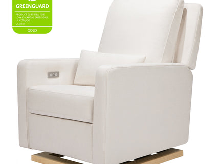 M23085PCMEWLB,Babyletto,Sigi Glider Recliner w/ Electronic Control and USB in Performance Cream Eco-Weave w/Light wood base