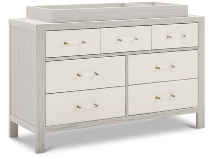M24816WDFPEW,Namesake,Eloise 7-Drawer Assembled Dresser in White Driftwood and Performance Pearl Eco-Weave