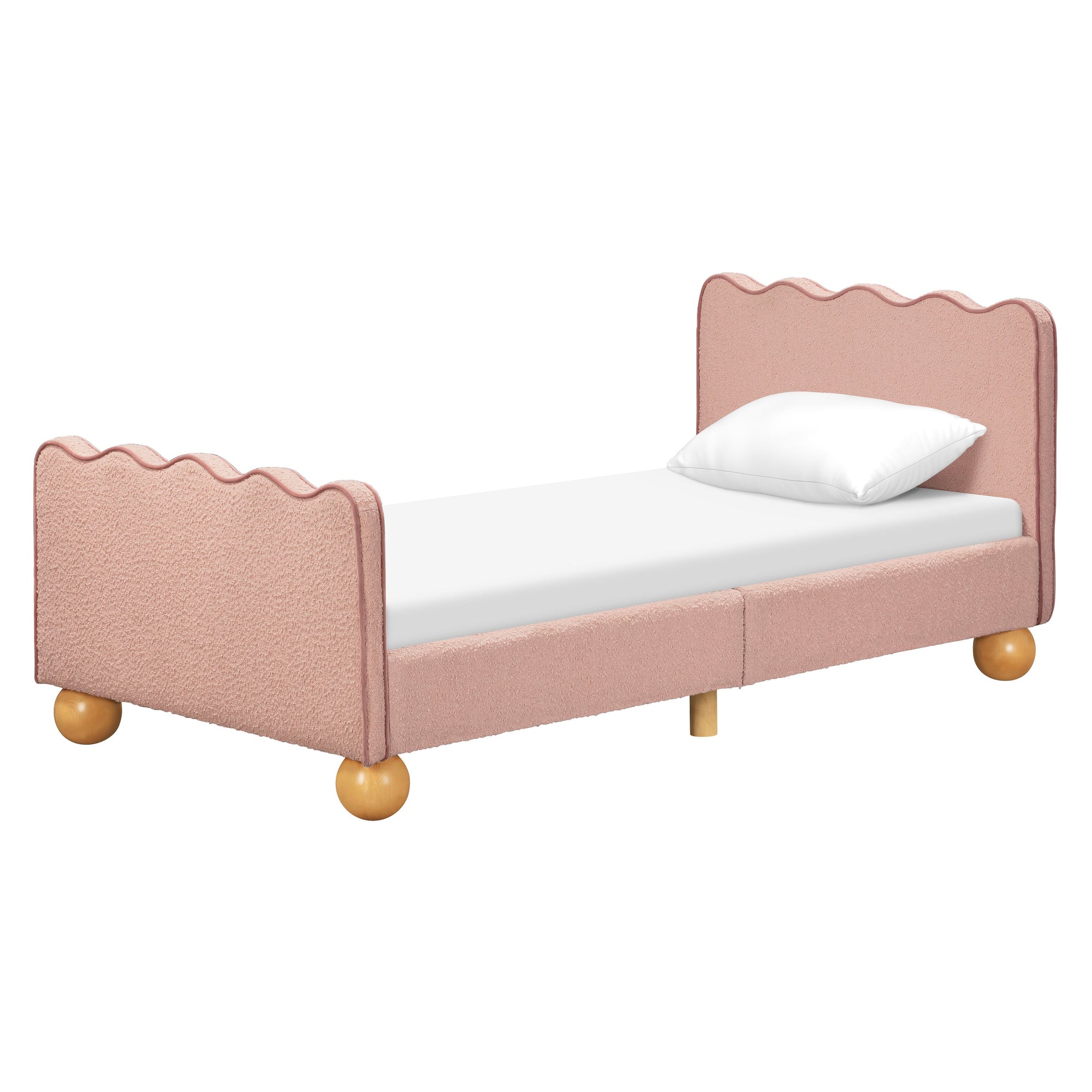 M31369PRSBRY,Babyletto Kids,Rizo Twin Bed in Performance Rose Boucle w/Raspberry Piping