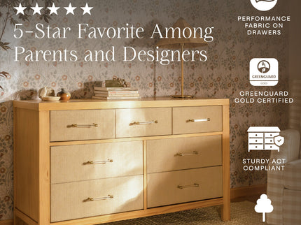M24816HYPSEW,Namesake,Eloise 7-Drawer Assembled Dresser in Honey & Performance Sand Eco-Weave