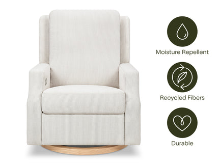 M22286FCSLB,Namesake,Crewe Electronic Swivel Glider Recliner in Fog Chatham Stripe Performance Eco-Weave w/LB