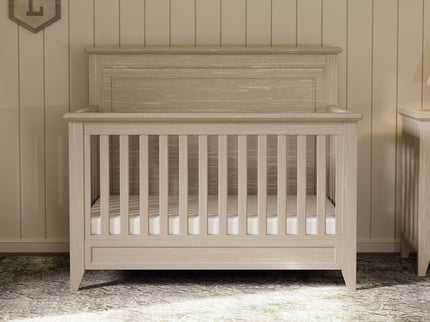 M24401SDB,Monogram by Namesake,Beckett Rustic 4-in-1 Convertible Flat Top Crib in Sandbar
