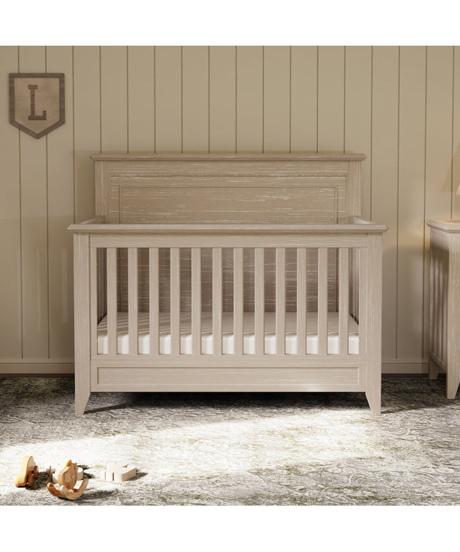 M24401SDB,Monogram by Namesake,Beckett Rustic 4-in-1 Convertible Flat Top Crib in Sandbar