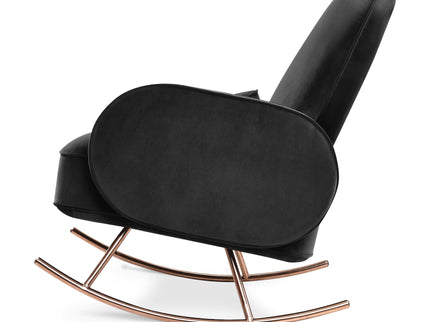 NW17087BLKV,Nursery Works,Compass Rocker in Black Velvet with Rose Gold Legs