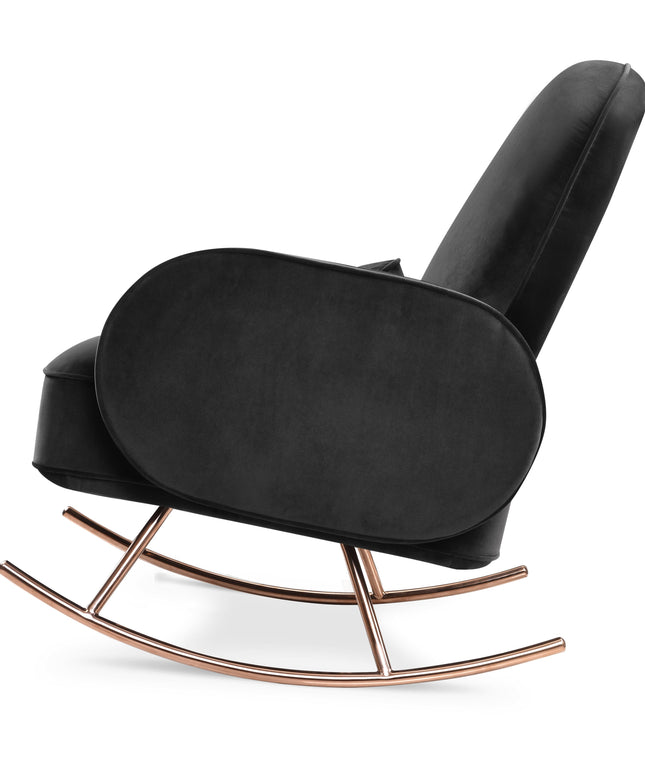 NW17087BLKV,Nursery Works,Compass Rocker in Black Velvet with Rose Gold Legs