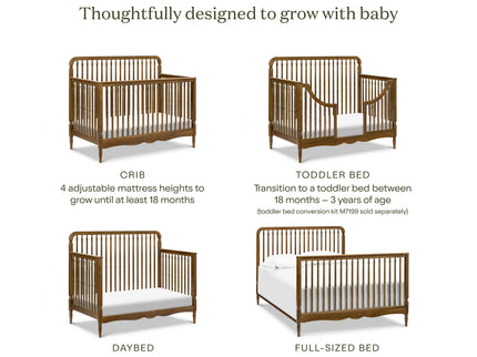 M7141NL,Namesake,Liberty 4-in-1 Convertible Spindle Crib in Natural Walnut