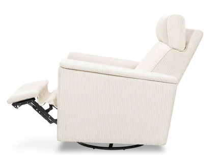 B17183YC,Monogram by Namesake,Willa Deluxe Power Glider Recliner w/Heat&Massage in Ivory Corduroy