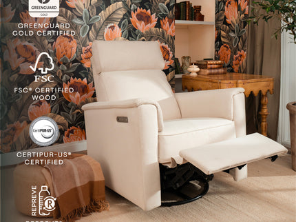 M17182PCMEW,Namesake,Willa Pro Power Glider Recliner w/ Power Lumbar in Performance Cream Eco-Weave