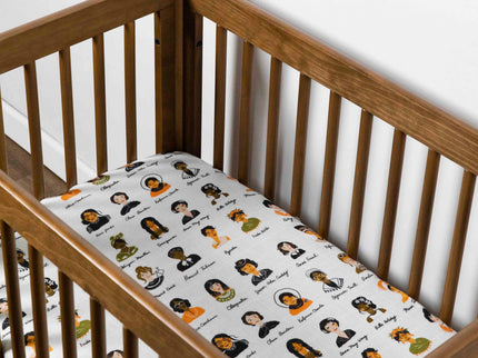 T28436,Babyletto,Women In History Muslin Mini Crib Sheet in GOTS Certified Organic Cotton