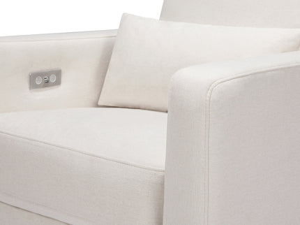 M23085PCMEWLB,Babyletto,Sigi Glider Recliner w/ Electronic Control and USB in Performance Cream Eco-Weave w/Light wood base