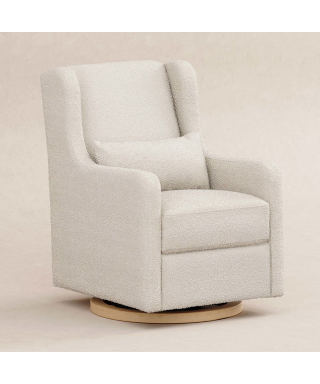M22187WBLB,Babyletto,Wally Swivel Glider in Ivory Boucle w/Light Wood Base