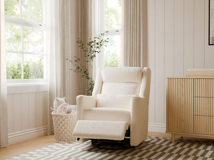 M11286PWB,Babyletto,Kiwi Plus Power Glider Recliner w/ Power Headrest in Performance Ivory Boucle