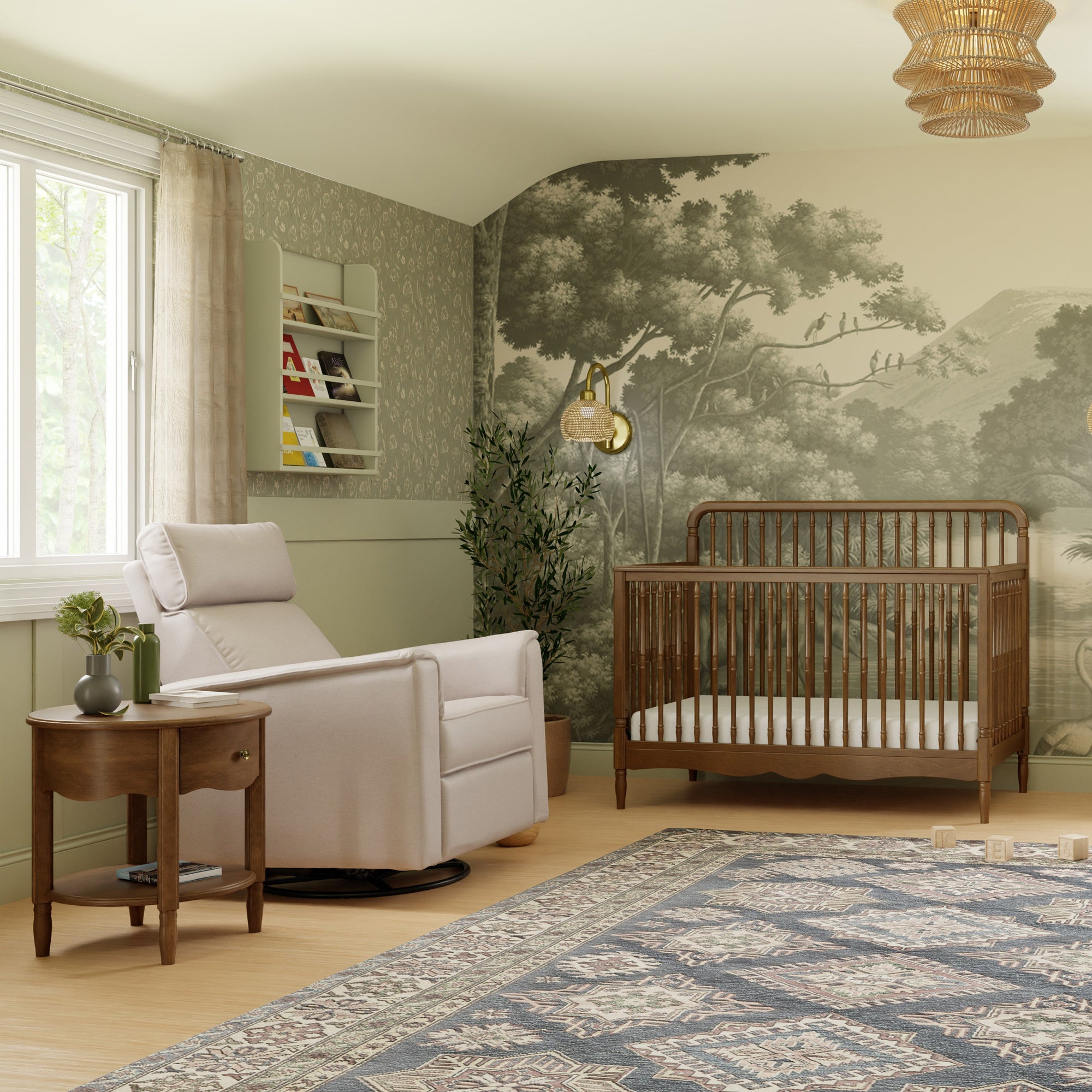 M7141NL,Namesake,Liberty 4-in-1 Convertible Spindle Crib in Natural Walnut