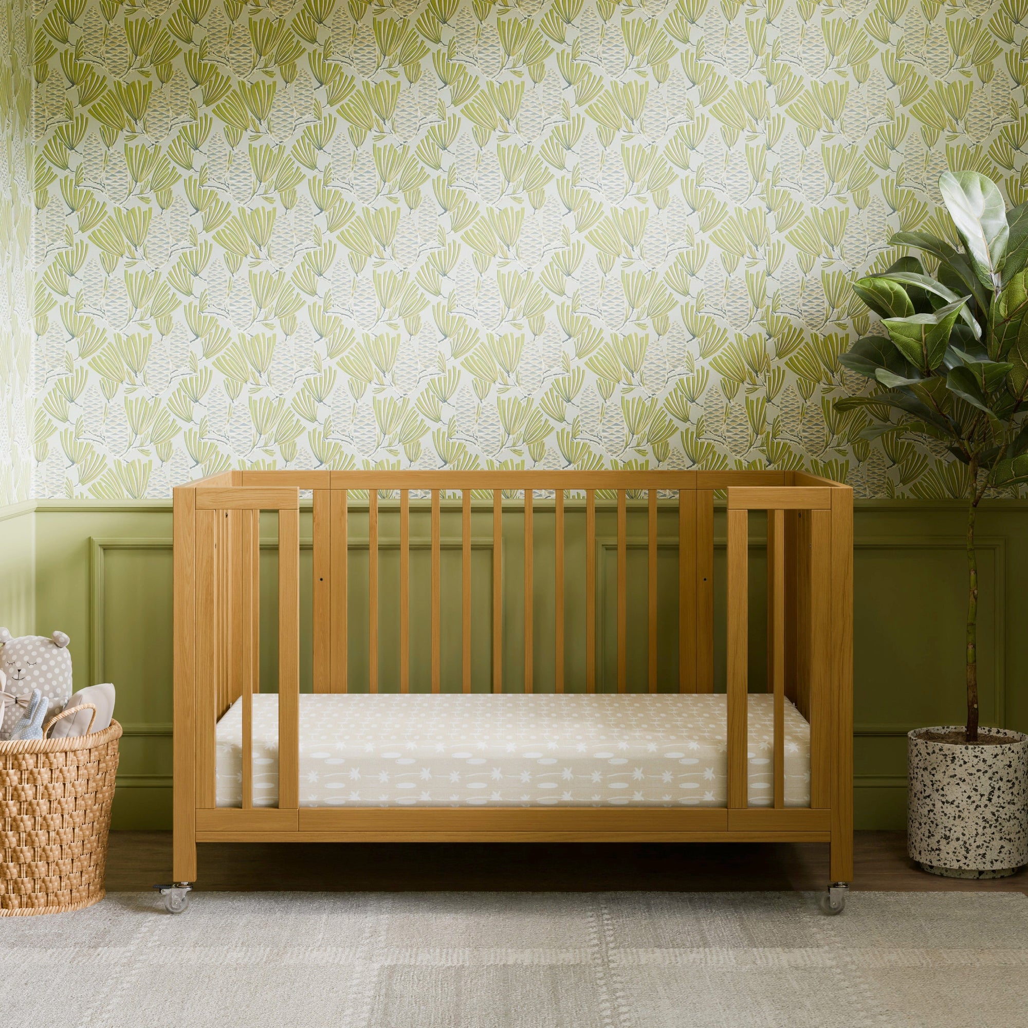 M30880HY,Babyletto,Rolli 9-in-1 Convertible All-Stages« Crib w/ Bassinet & Toddler Bed Kits in Honey