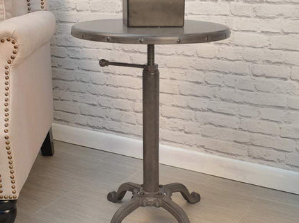 Addison 18" Wide Industrial Iron Round Adjustable Accent Table