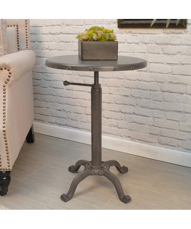 Addison 18" Wide Industrial Iron Round Adjustable Accent Table
