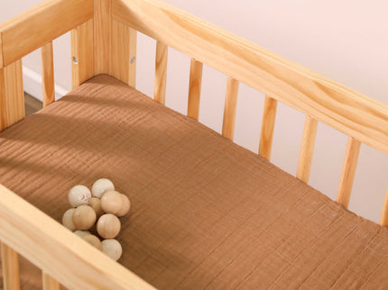 T29534BTS,Babyletto,Burnt Sienna Muslin All-Stages Bassinet Sheet in GOTS Certified Organic Cotton