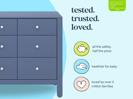 F30326CVBPB,Carter's,Marisol 6-Drawer Dresser in Cove Blue/Powder Blue