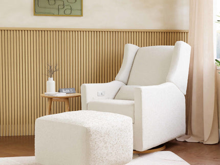 M26385WBG,Babyletto,Kiwi Gliding Ottoman in Ivory Boucle w/ Gold Base