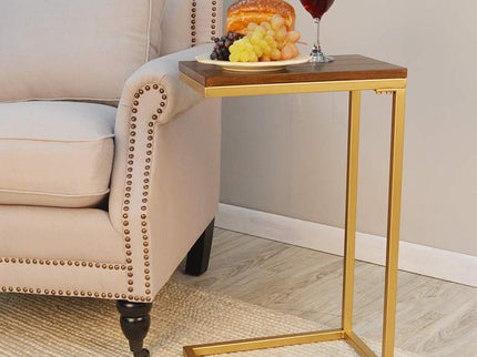 Aggie 16" Wide Elm Top and Gold Frame Computer Tray Table