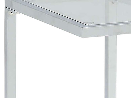 Aggie 16" Wide Glass Top and Chrome Modern Computer Tray Table