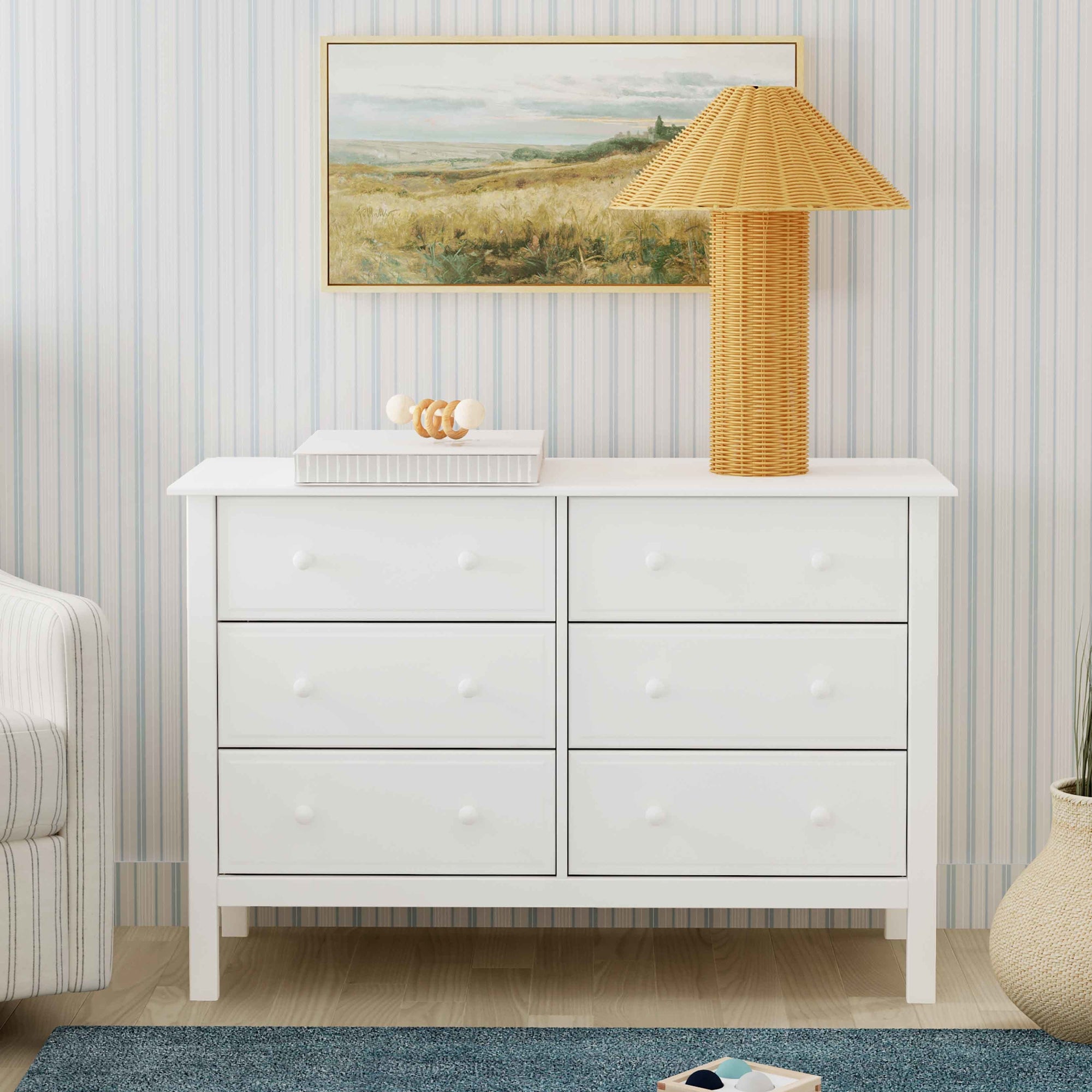 M5966W,DaVinci,Jayden 6-Drawer Double Wide Dresser in White Finish
