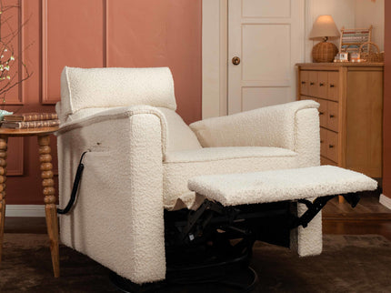 M17183PWB,Namesake,Willa Deluxe Power Glider Recliner w/Heat&Massage in Performance Ivory Boucle