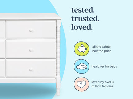 M7326W,DaVinci,Jenny Lind Spindle 6-Drawer Dresser in White