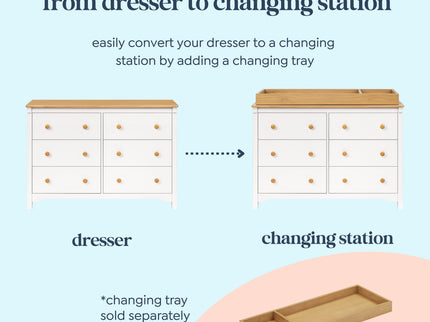 M27226RWHY,DaVinci,Shea 6-Drawer Dresser in Warm White and Honey