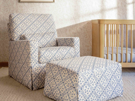 M21785BLT,Namesake,Sarah Flint x Namesake Crawford Gliding Ottoman in Blue Lattice Performance Eco-Weave