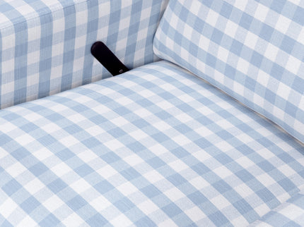 M22287BGHLB,Namesake,Crewe Recliner and Swivel Glider in Blue Gingham with Light Wood Base