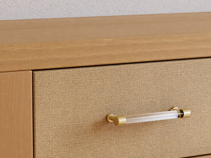 M24816HYPSEW,Namesake,Eloise 7-Drawer Assembled Dresser in Honey & Performance Sand Eco-Weave