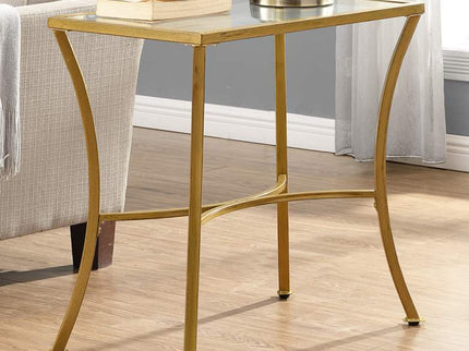 Alana 24" Wide Clear Glass Antique Gold Metal Accent Table