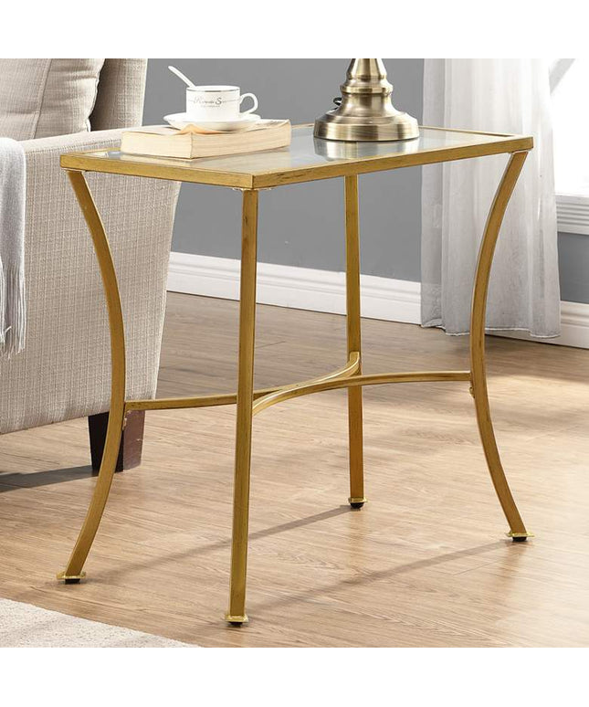 Alana 24" Wide Clear Glass Antique Gold Metal Accent Table